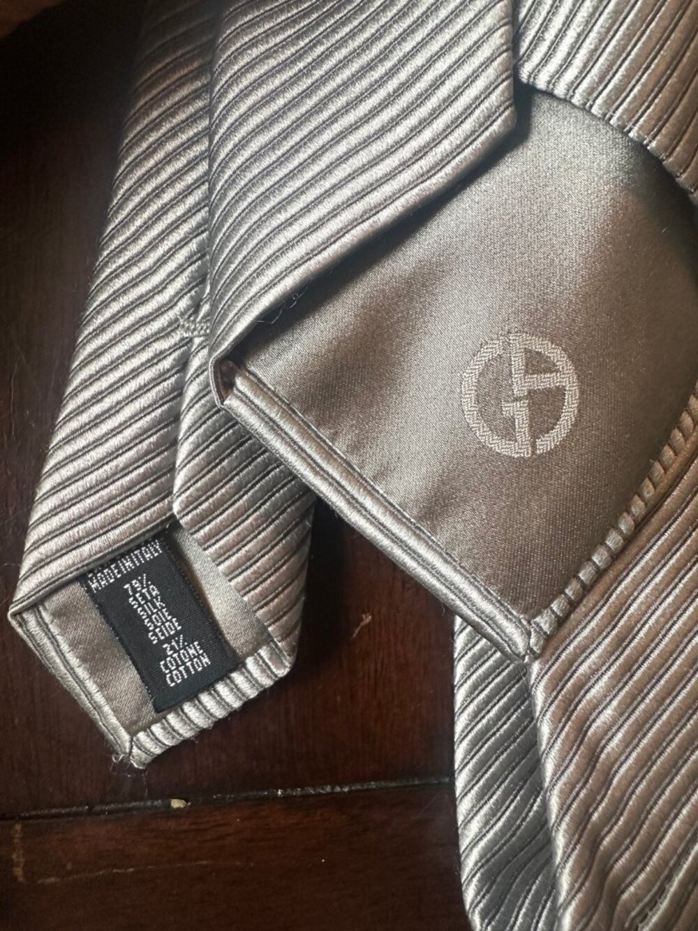 Giorgio Armani Gray Striped Silk Tie Made in Italy